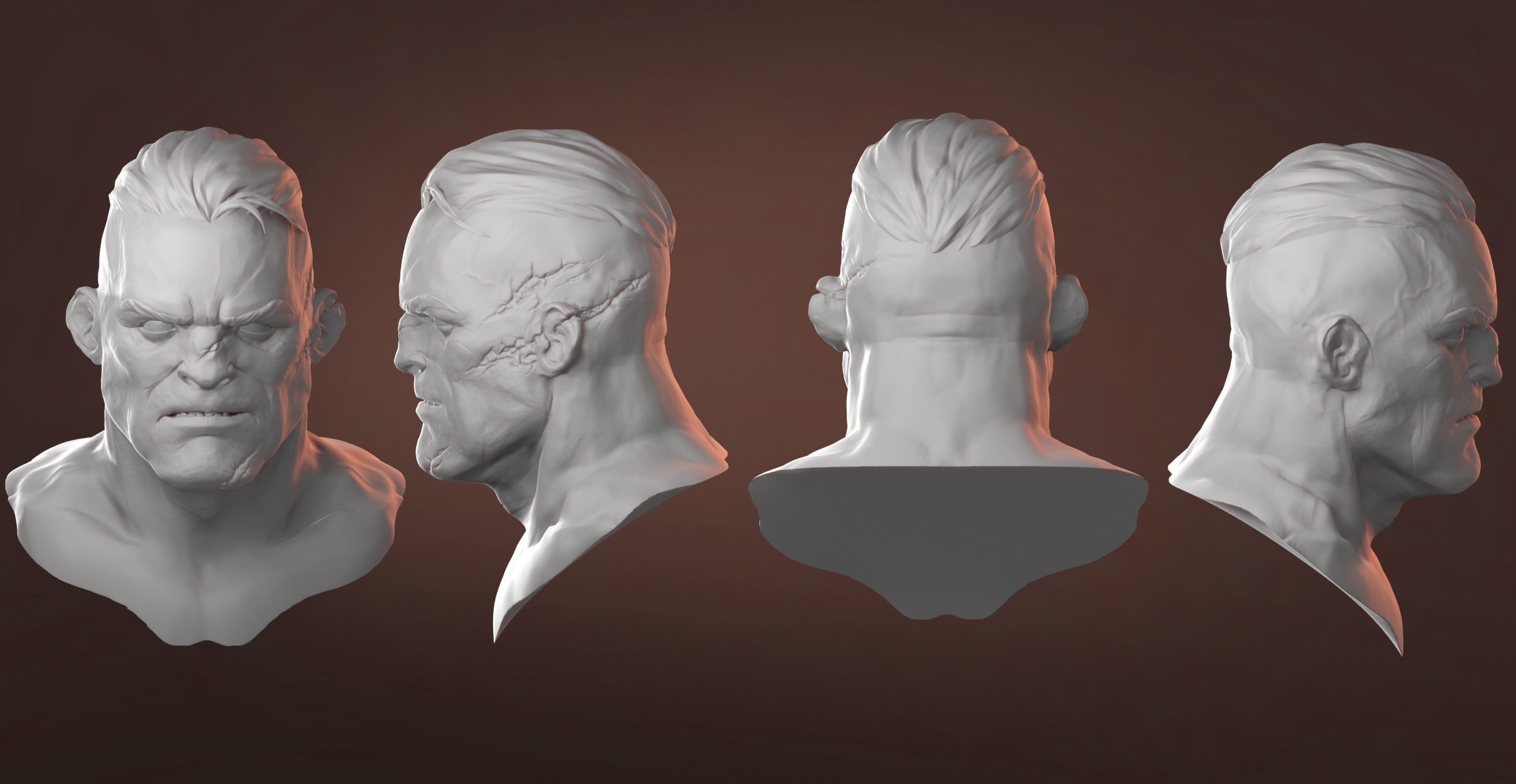 Dishonored Style Basemesh Headsculpt 3D model_2