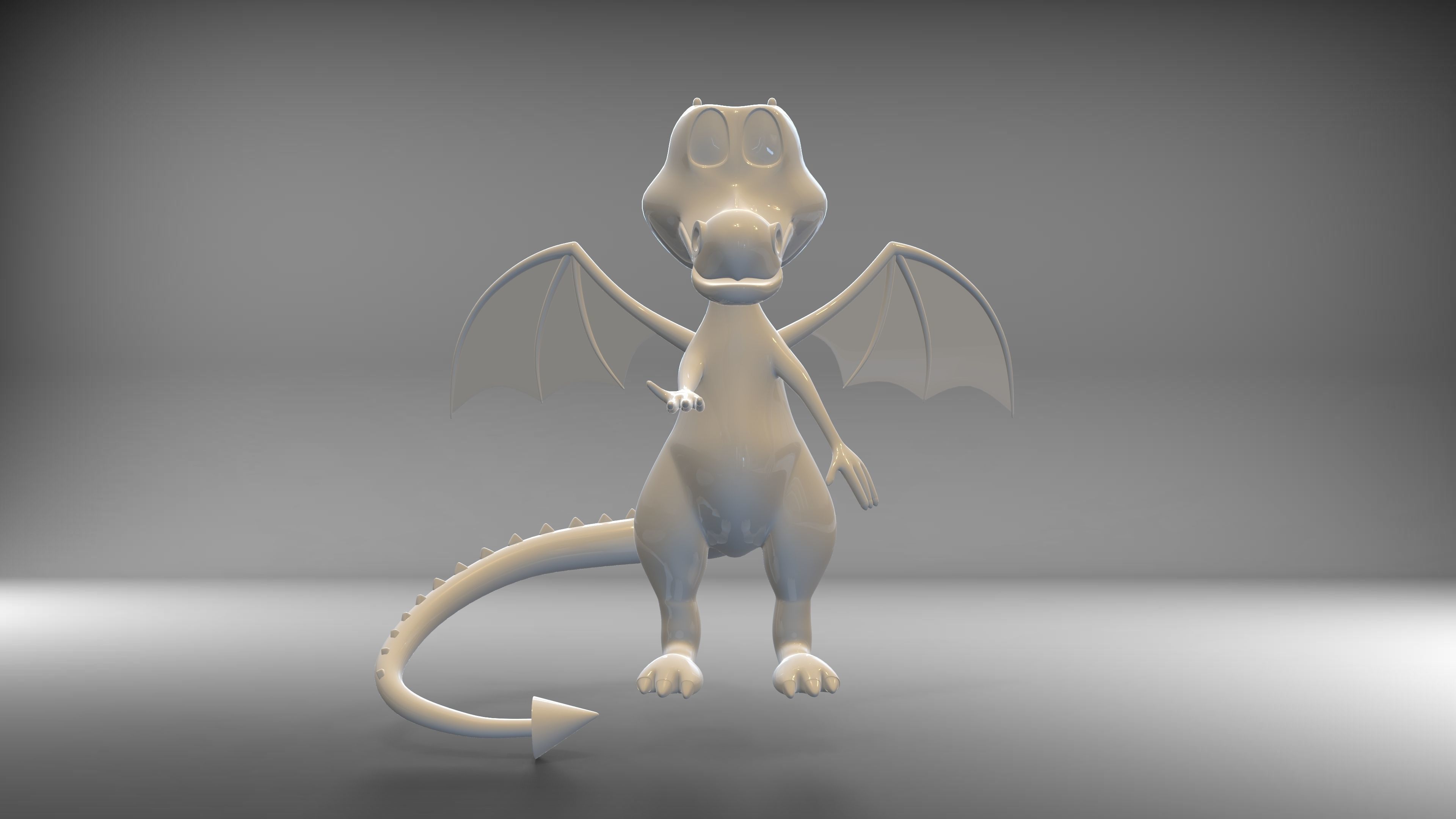 Funny dragon character model or Dragon cartoon 3D model_1