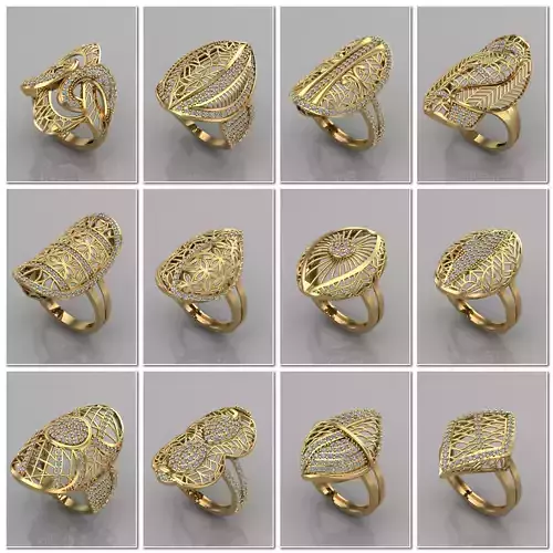 24 Files - 3DM Women Rings Long With Stone Group 