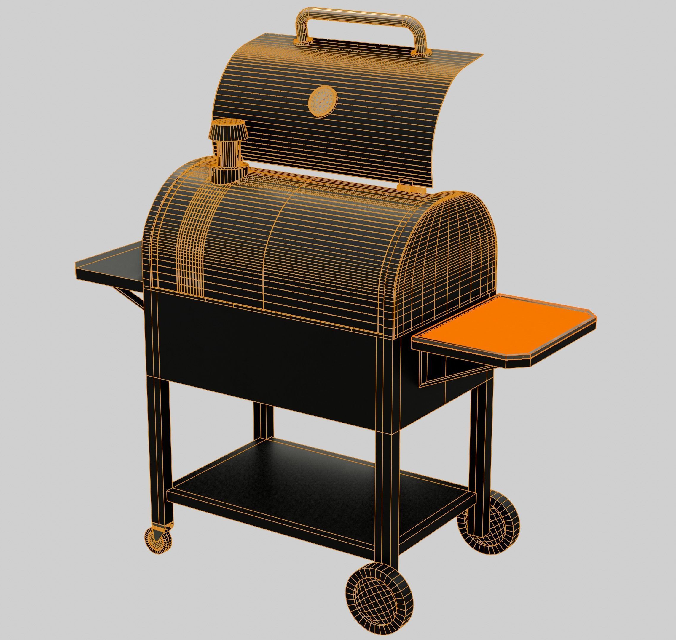 Charcoal Barbecue Grill Low-poly 3D model_8