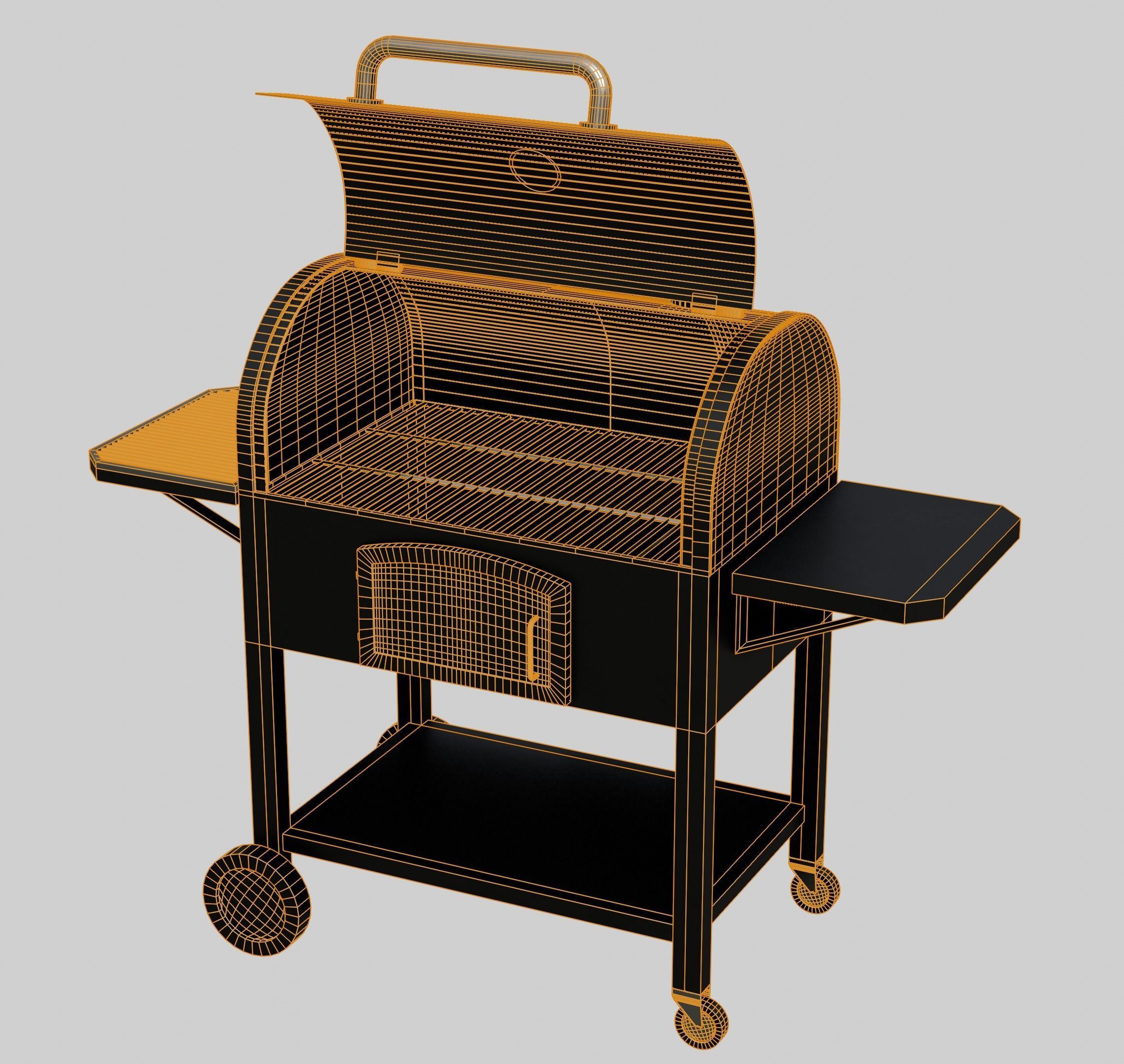 Charcoal Barbecue Grill Low-poly 3D model_7