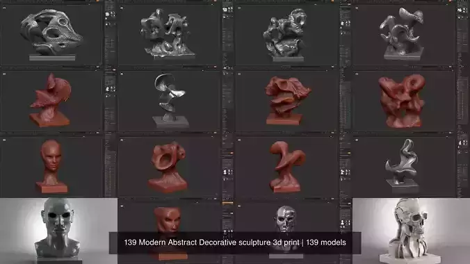 139 Modern Abstract Decorative sculpture 3d print 3D Model Collection