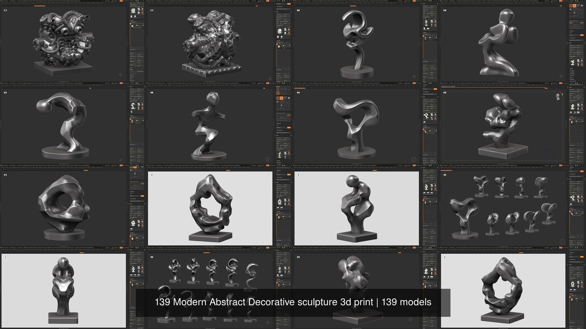 139 Modern Abstract Decorative sculpture 3d print 3D Model Collection_36