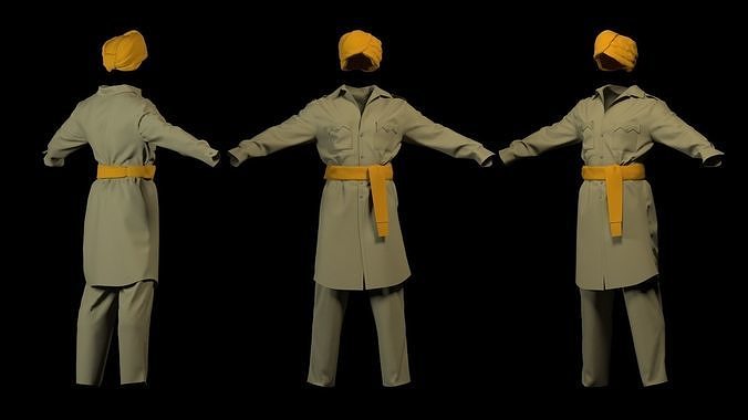 Police military Officer Turbaned weapon Outfit Uniform Low-poly 3D model