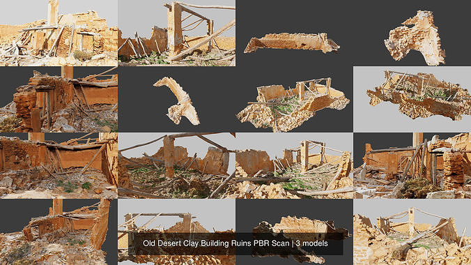 Old Desert Clay Building Ruins PBR Scan 3D Model Collection