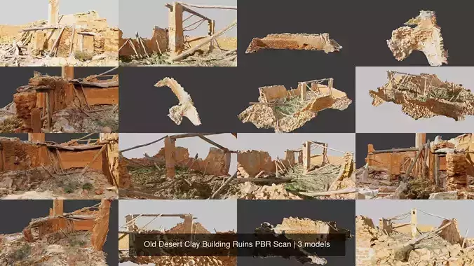 Old Desert Clay Building Ruins PBR Scan 3D Model Collection