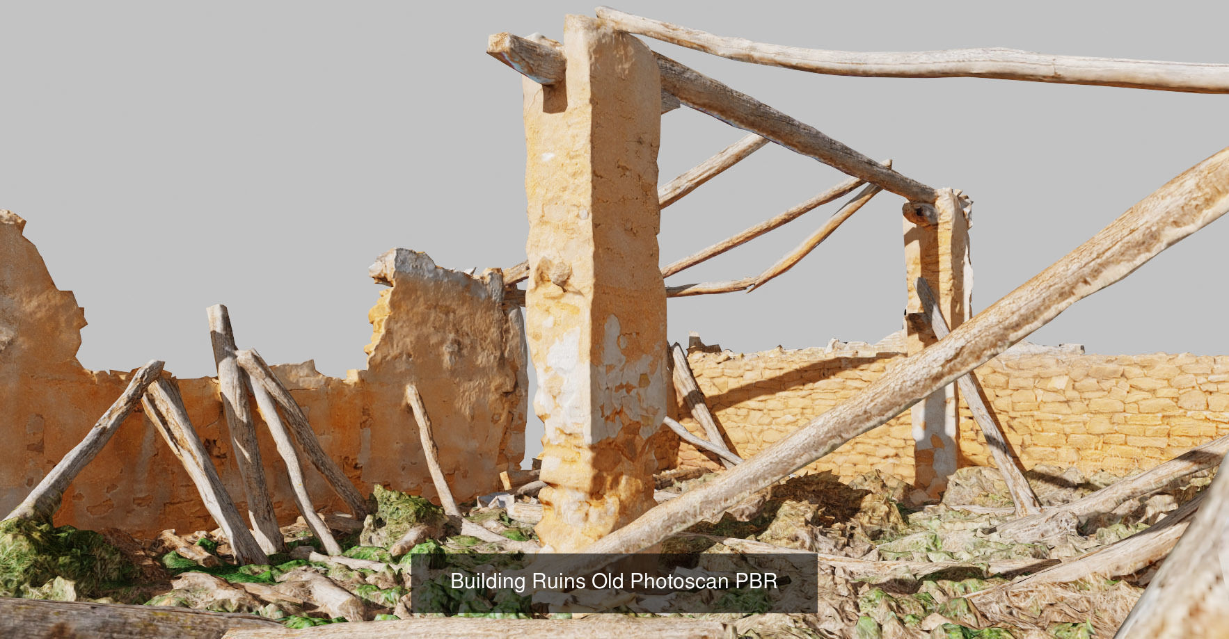 Old Desert Clay Building Ruins PBR Scan 3D Model Collection_2
