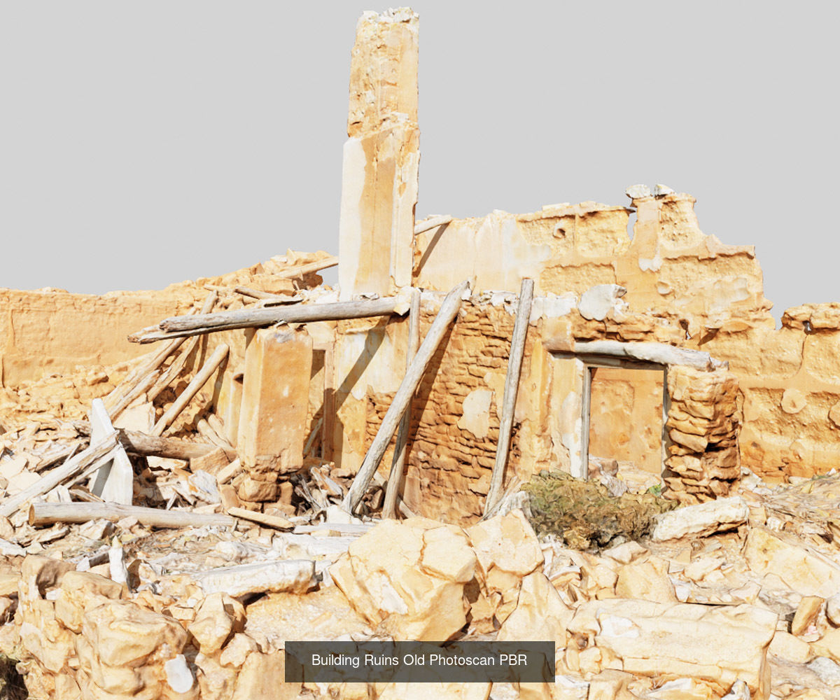 Old Desert Clay Building Ruins PBR Scan 3D Model Collection_1
