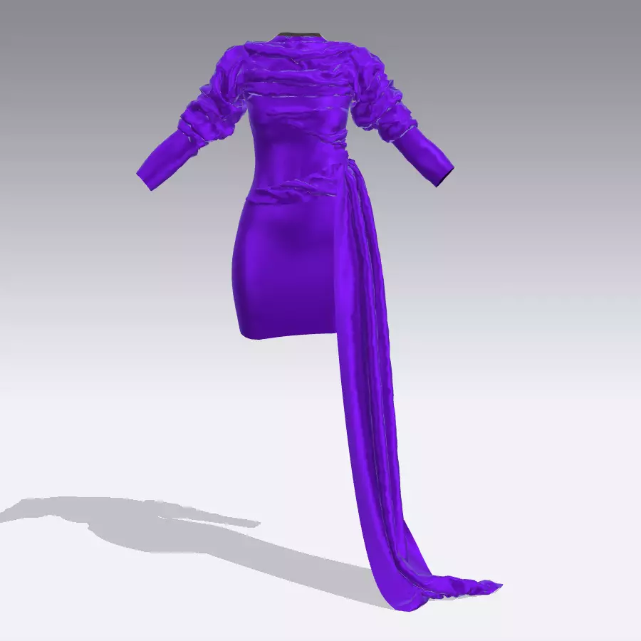 DRESS PURPLE DRAPED LOOK STYLE FASHION 3D model