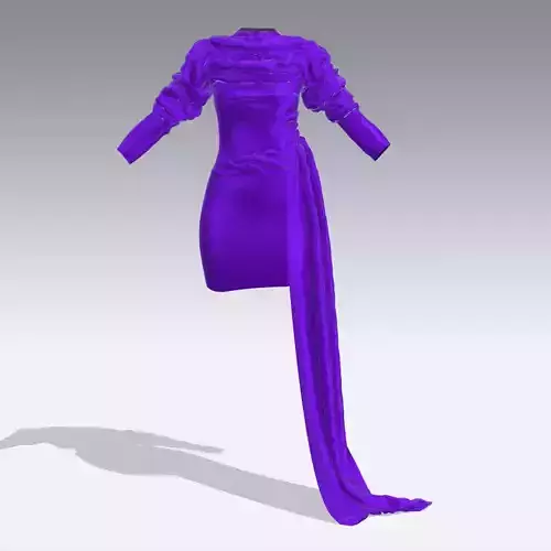 DRESS PURPLE  DRAPED LOOK STYLE FASHION