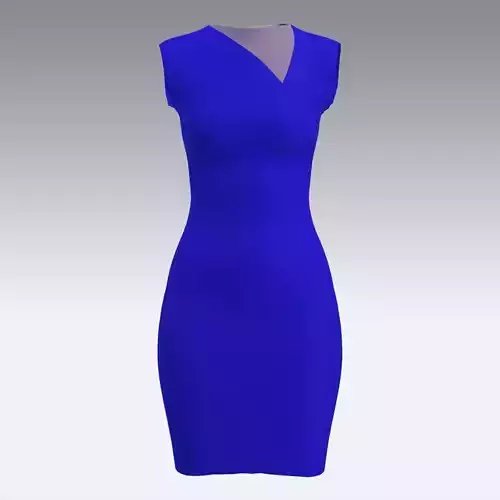 ASYMETRIC NECKLINE DARK BLUE DRESS LOOK FASHION STYLE
