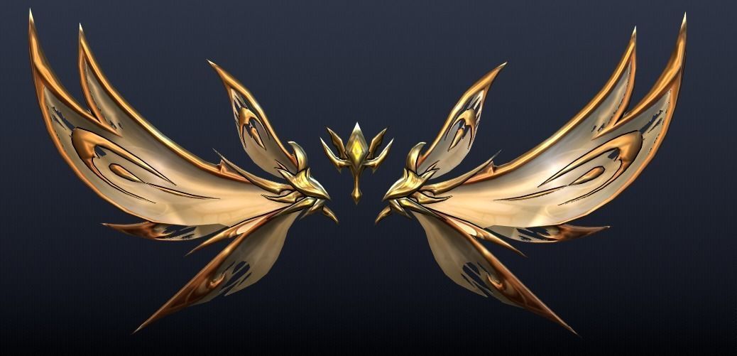 Futuristic Golden Wing Low-poly 3D model_9
