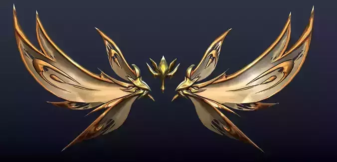 Futuristic Golden Wing Low-poly 3D model