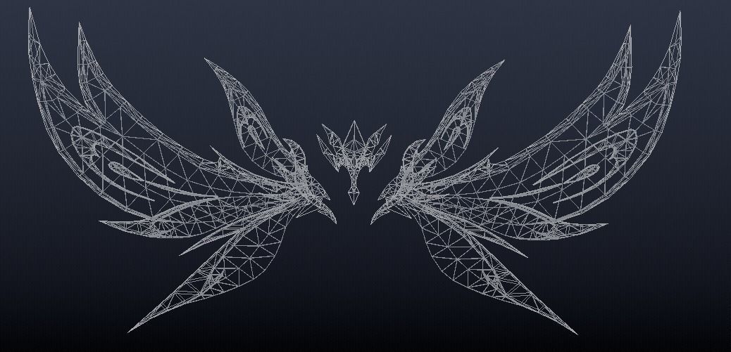 Futuristic Golden Wing Low-poly 3D model_11