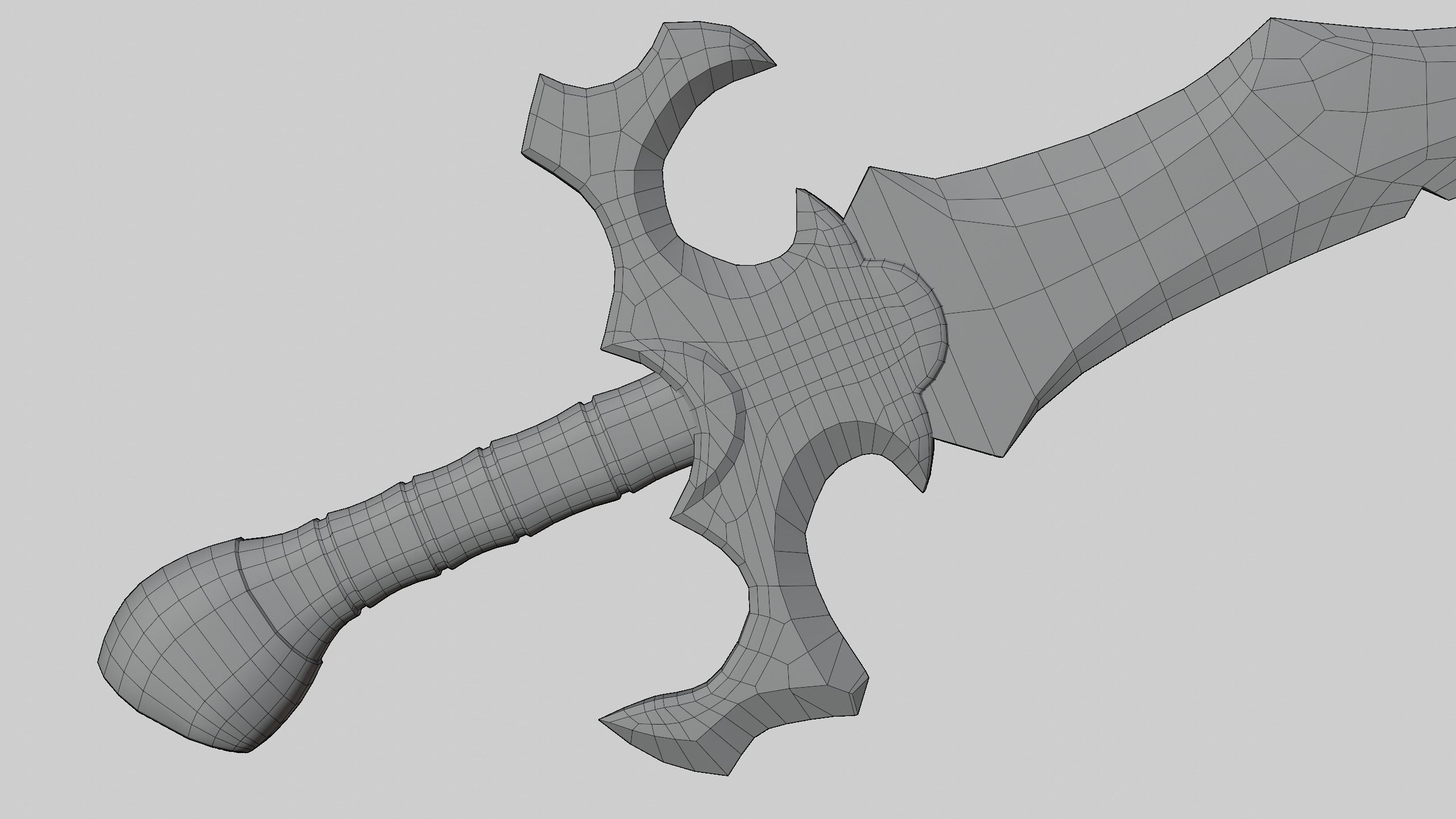 Fantasy Golden Sword Game-Ready Low-poly 3D model_11