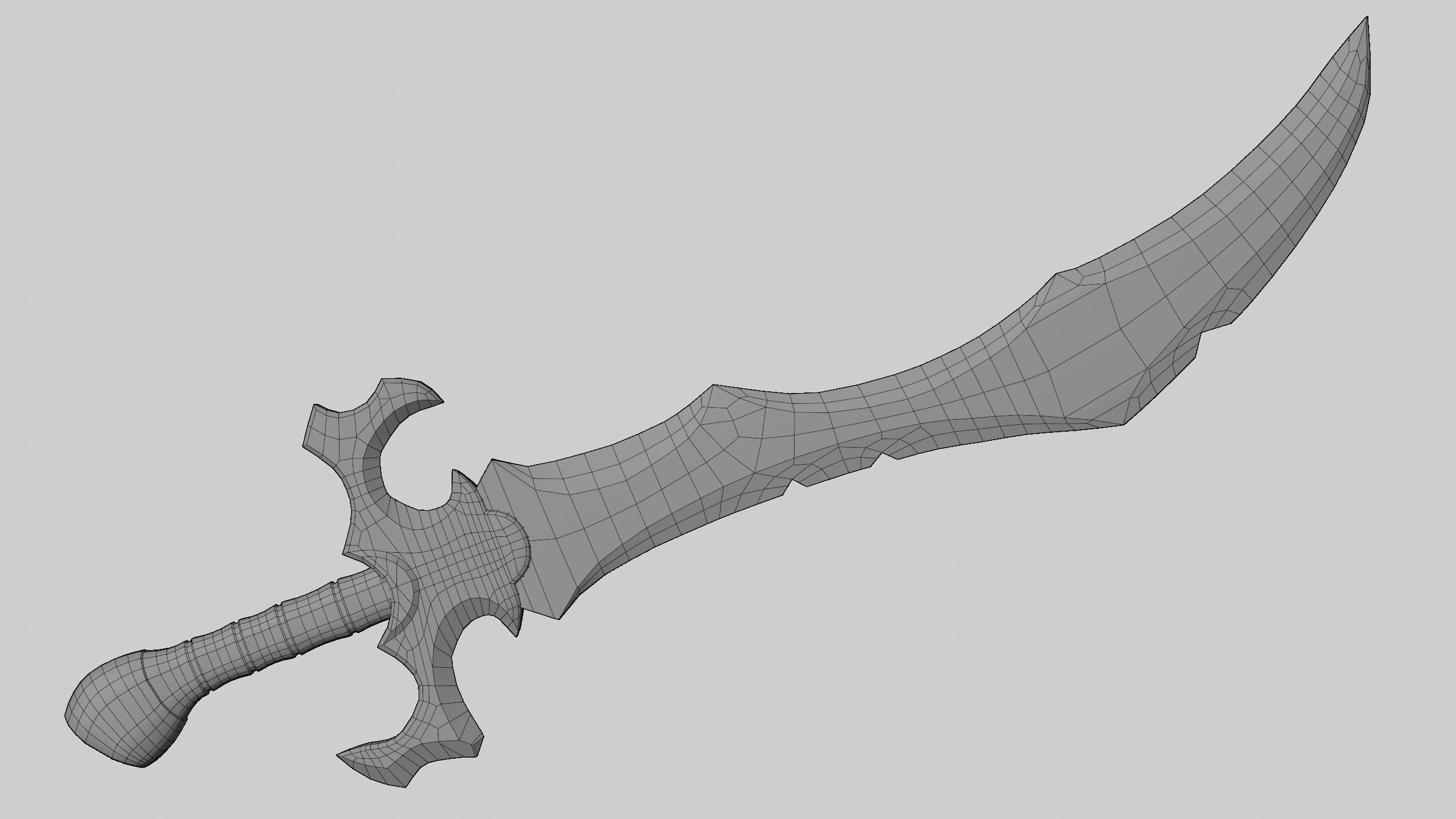 Fantasy Golden Sword Game-Ready Low-poly 3D model_10