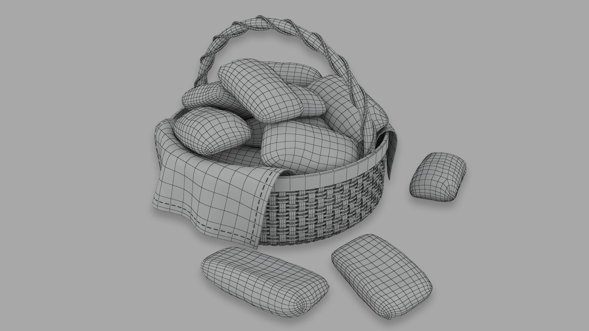 Realistic Low Poly Bread And Cookie Collection Low-poly 3D model_17