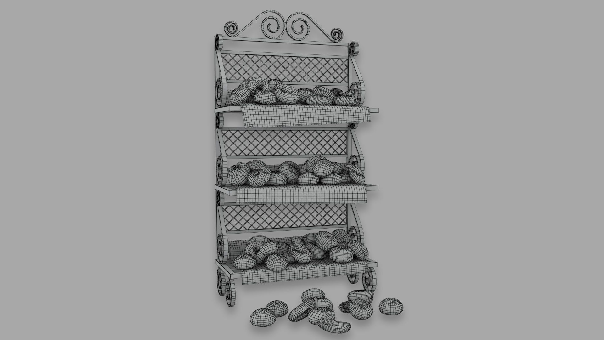 Realistic Low Poly Bread And Cookie Collection Low-poly 3D model_11