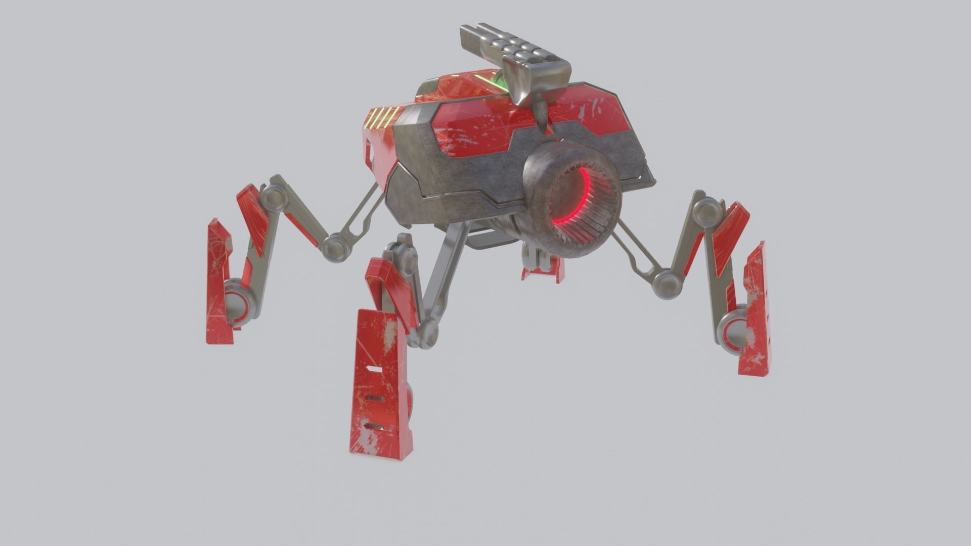 Battle Mech robot Low-poly 3D model_4
