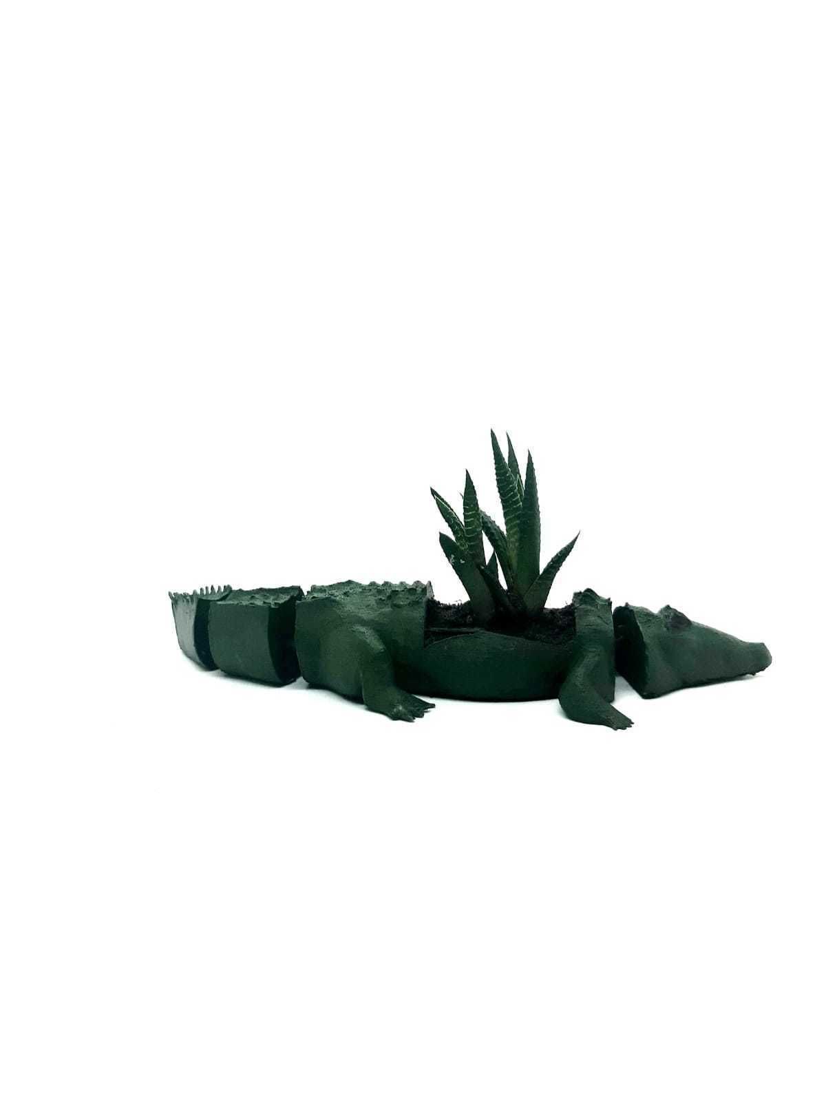 Movable Crocodile Flowerpot 3D print model_5