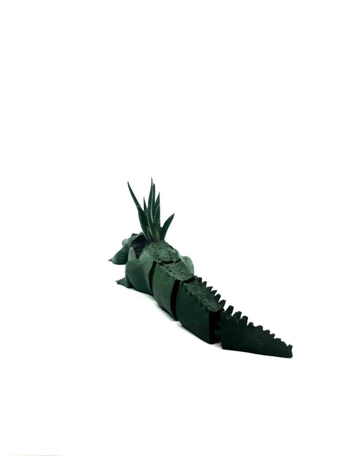 Movable Crocodile Flowerpot 3D print model_4