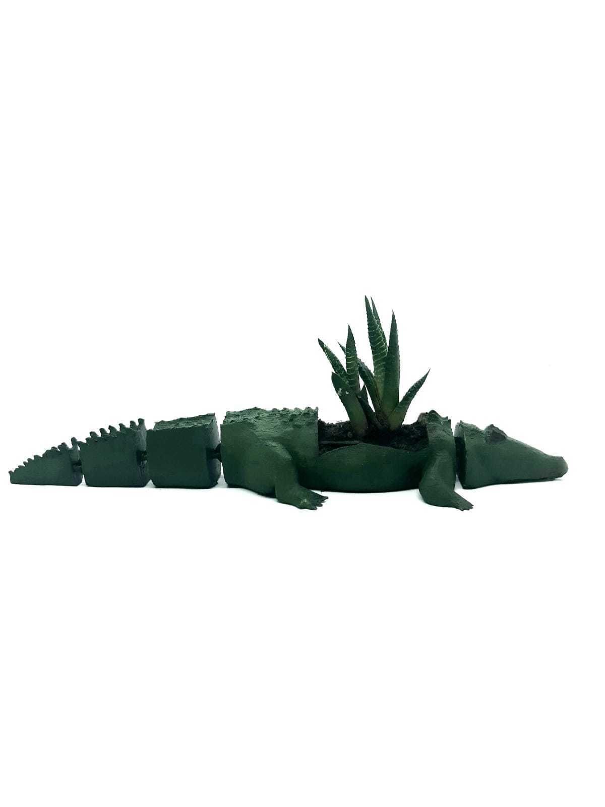 Movable Crocodile Flowerpot 3D print model_2