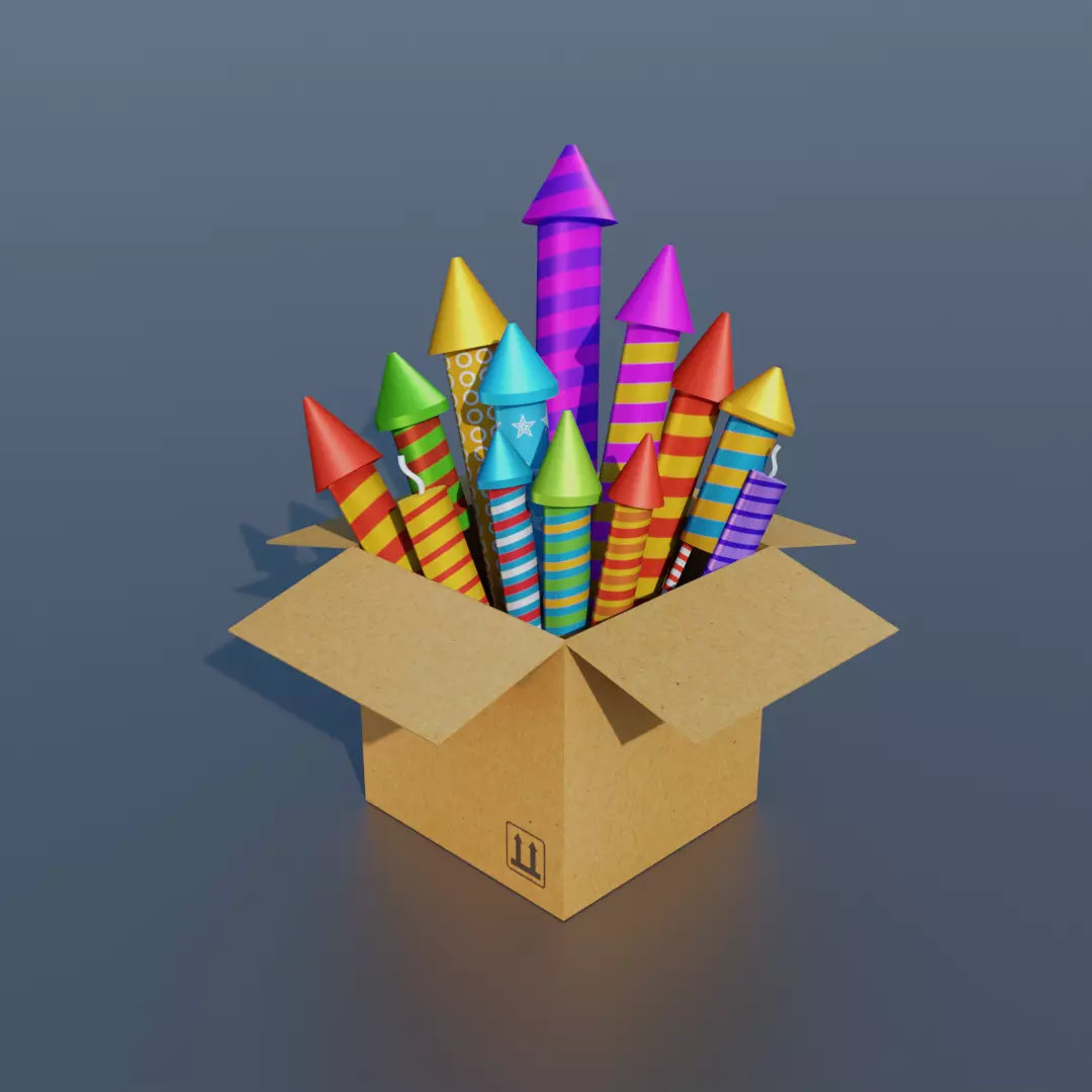 FIREWORKS BOX Low-poly 3D model