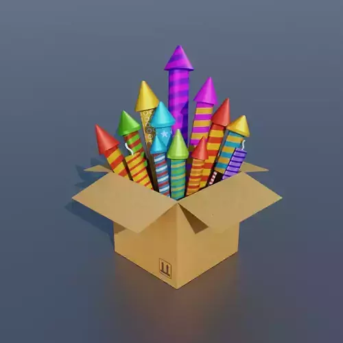 FIREWORKS BOX Low-poly 3D model