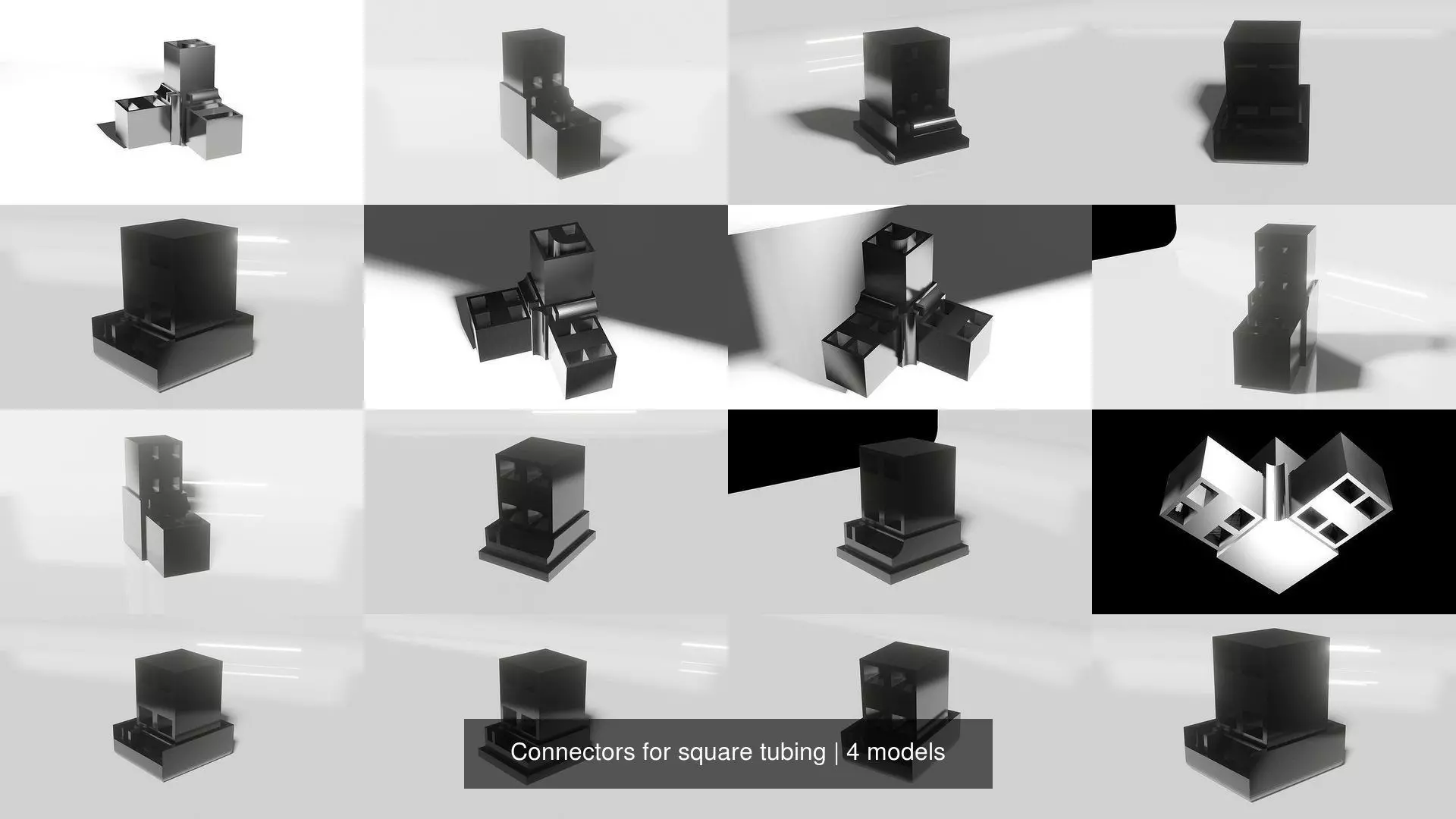Connectors for square tubing 3D Model Collection_0
