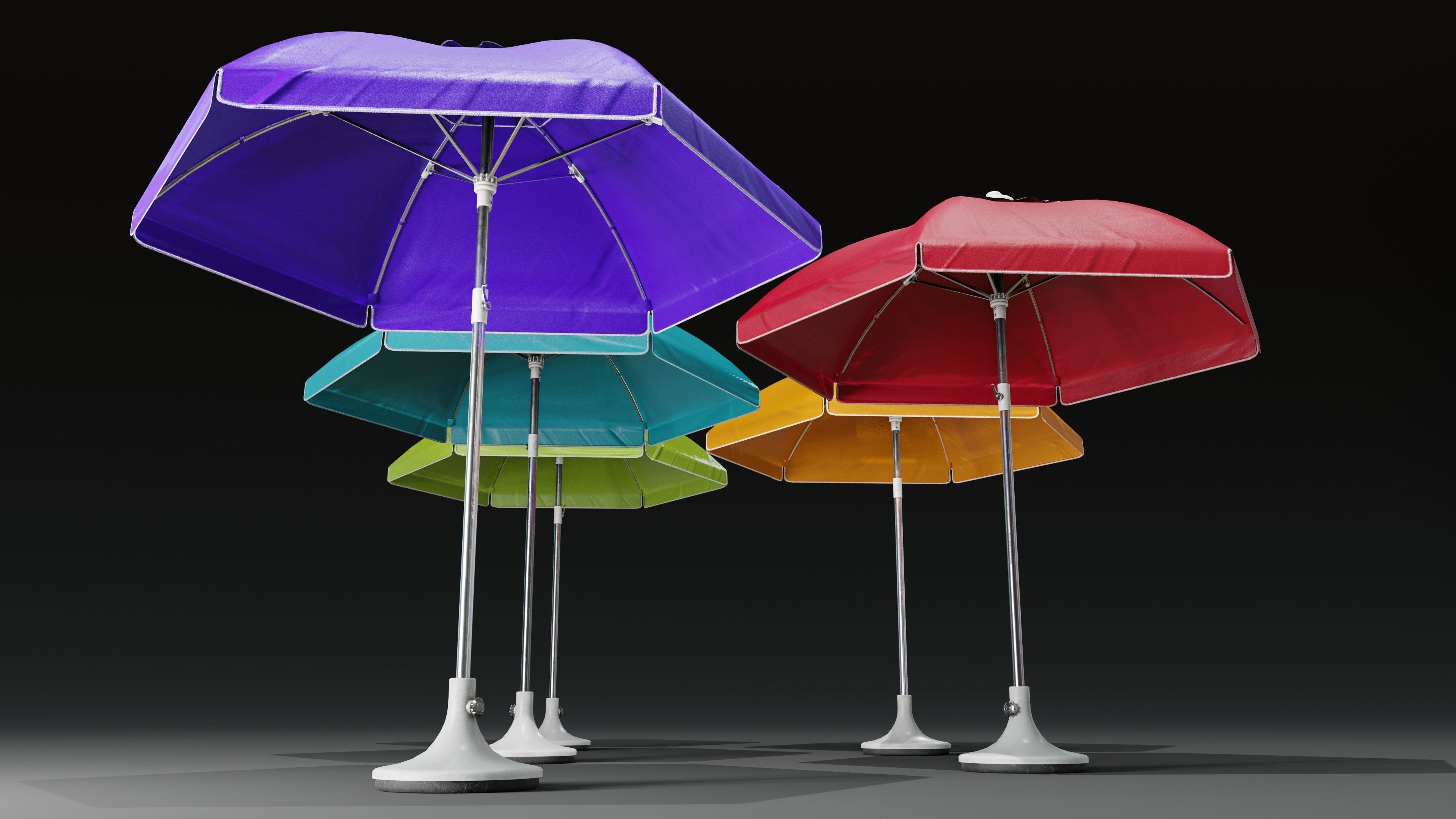Sunshade umbrella Low-poly 3D model_16
