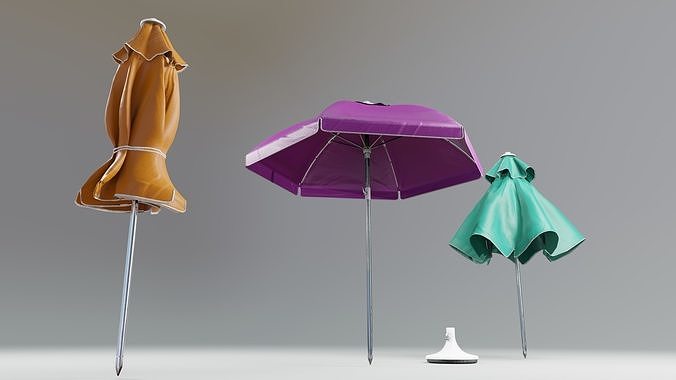 Sunshade umbrella Low-poly 3D model 4