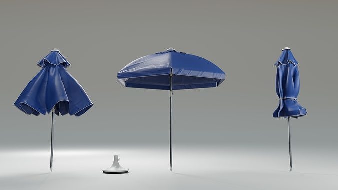 Sunshade umbrella Low-poly 3D model 2