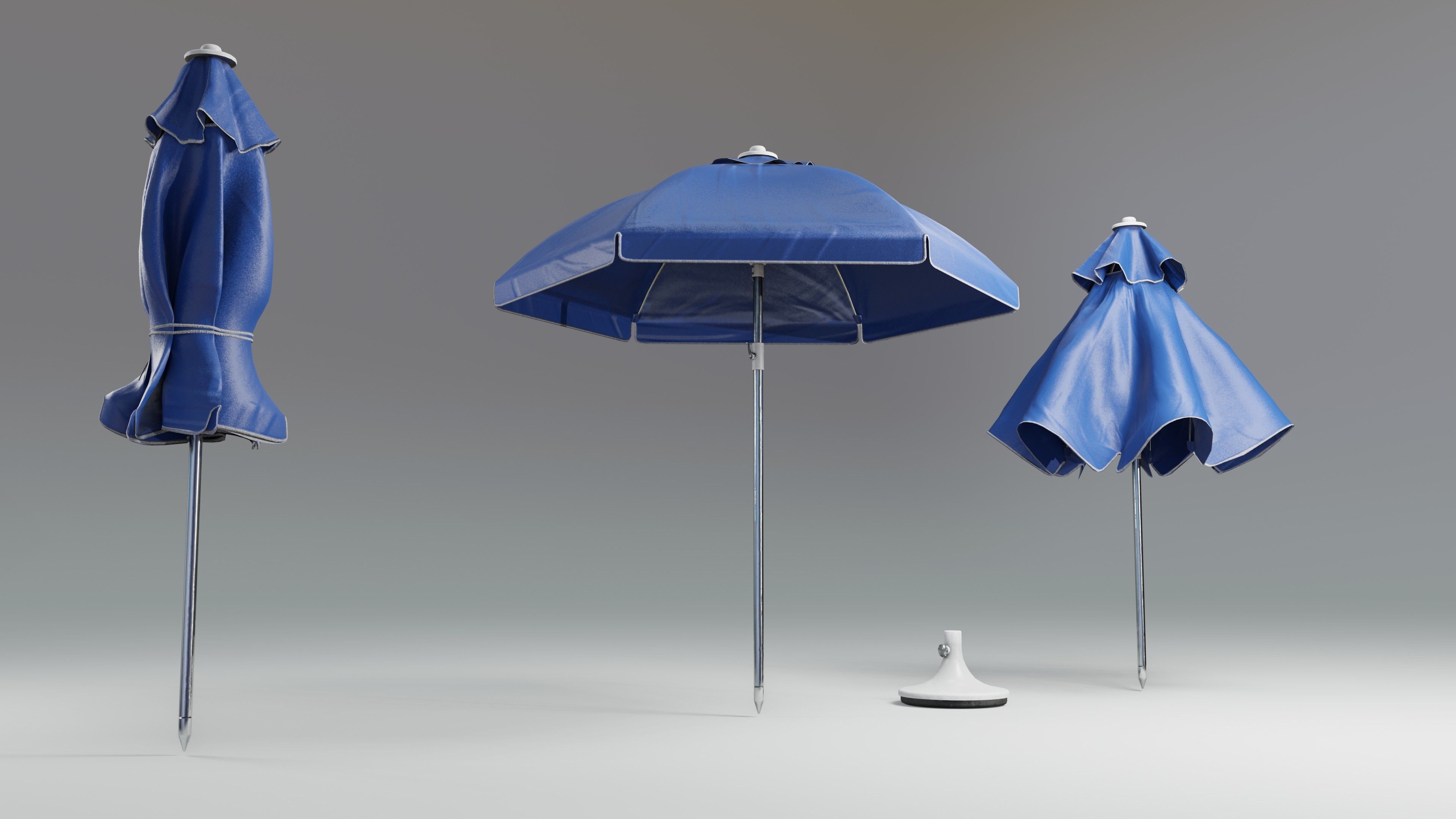Sunshade umbrella Low-poly 3D model_4