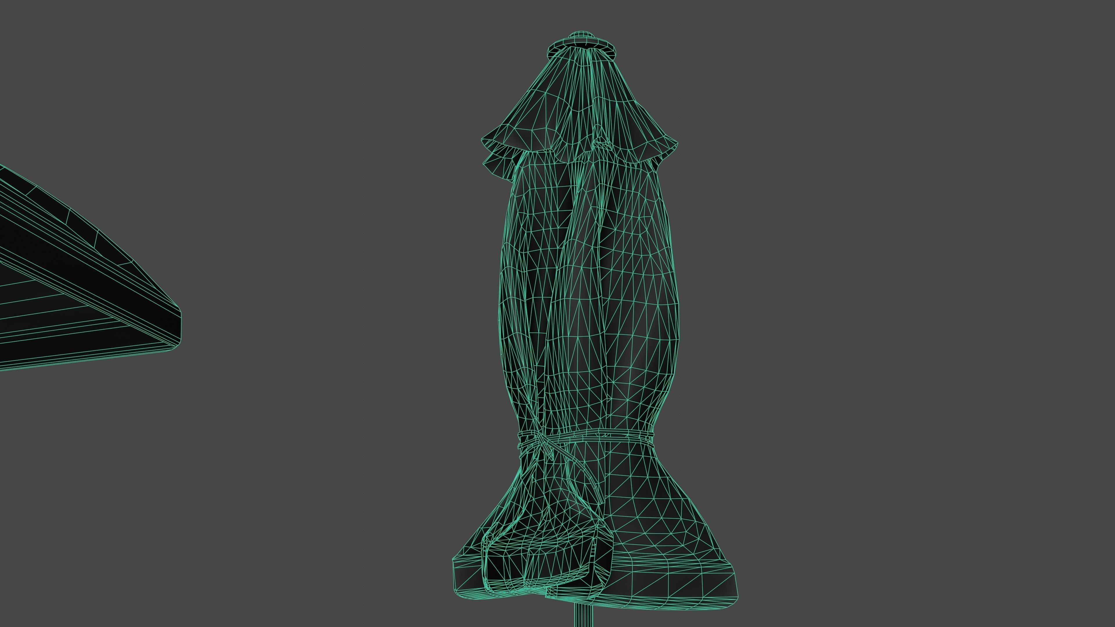 Sunshade umbrella Low-poly 3D model_35
