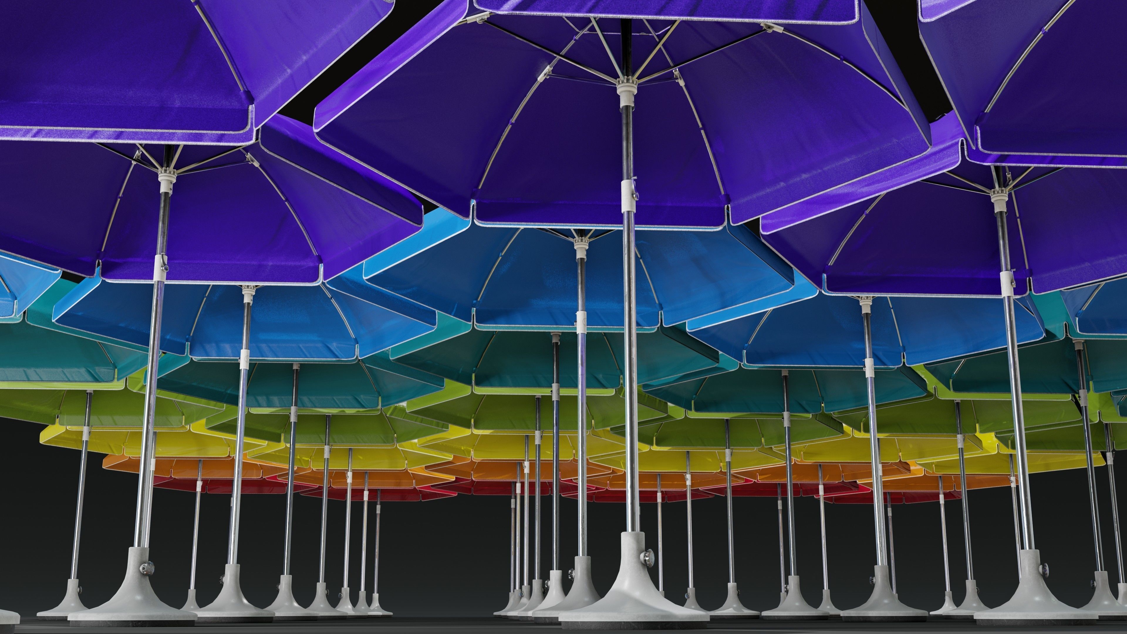 Sunshade umbrella Low-poly 3D model_20
