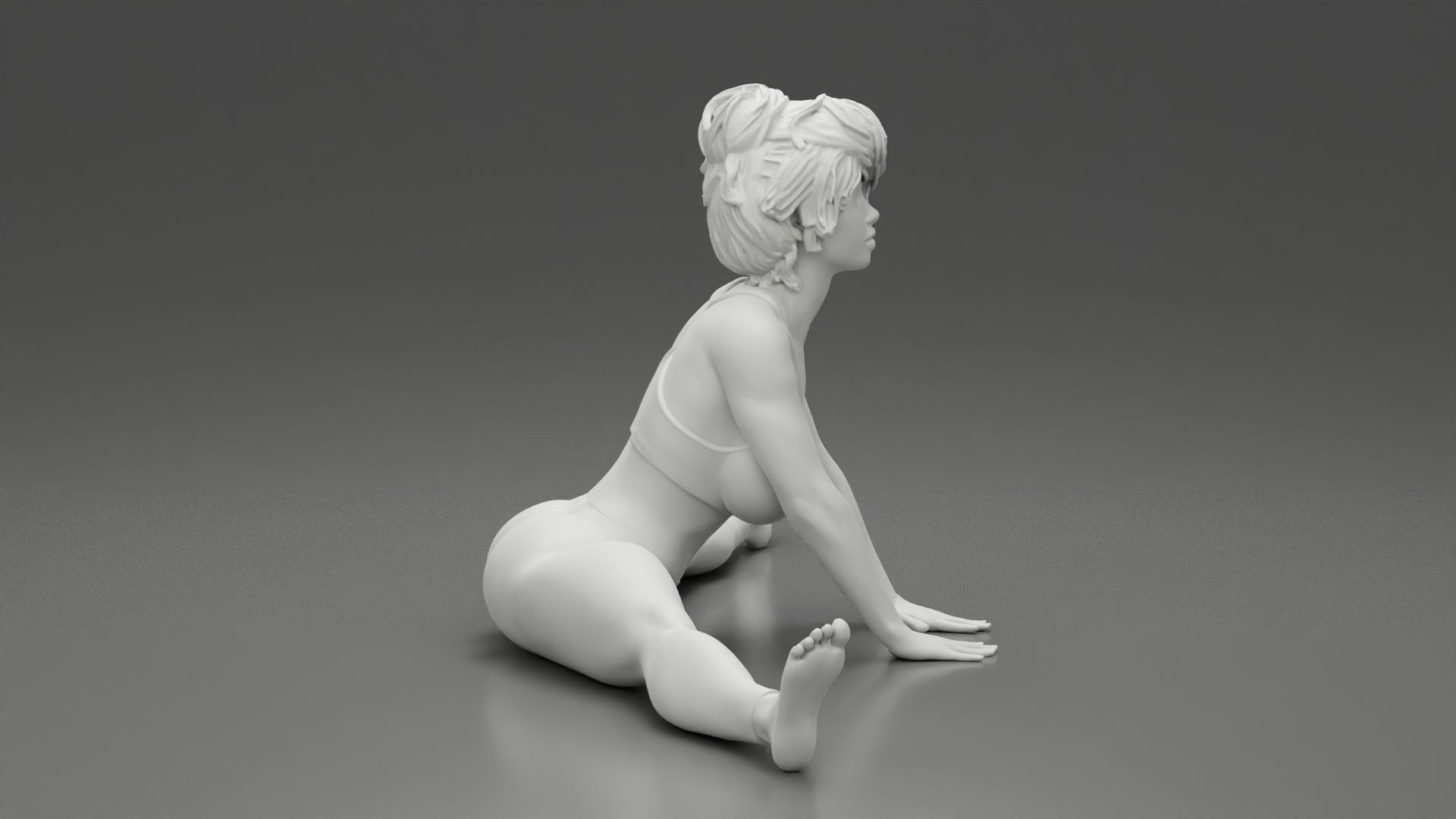 Beautiful Woman Practicing Wide Angle Seated Forward Bend Yoga 3D print model_3