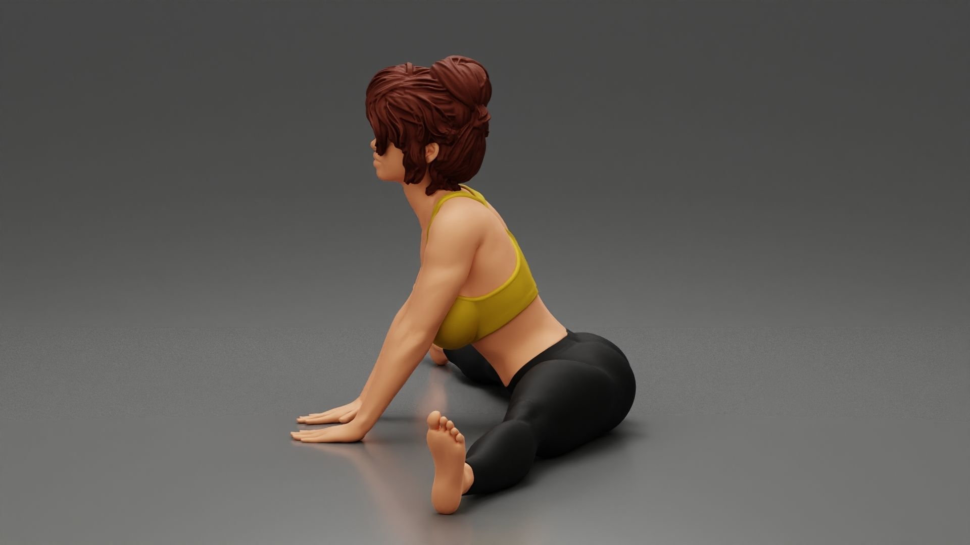 Beautiful Woman Practicing Wide Angle Seated Forward Bend Yoga 3D print model_8