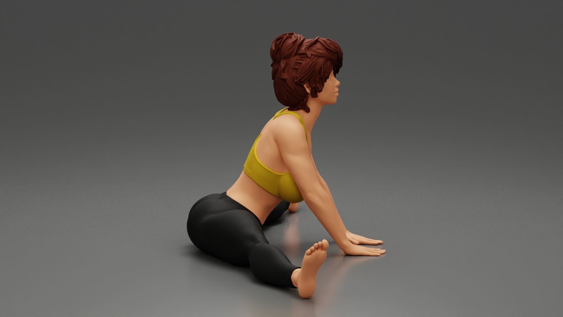 Beautiful Woman Practicing Wide Angle Seated Forward Bend Yoga 3D print model_2
