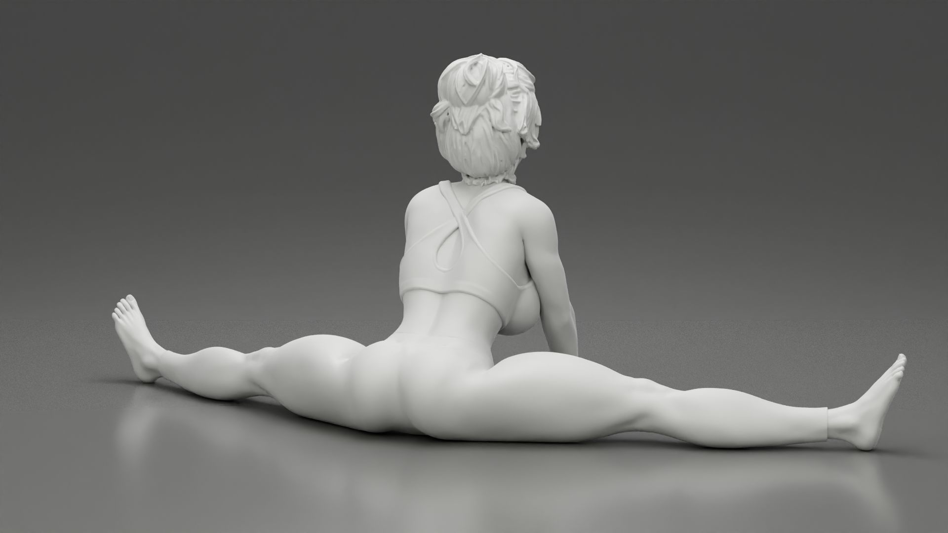 Beautiful Woman Practicing Wide Angle Seated Forward Bend Yoga 3D print model_5