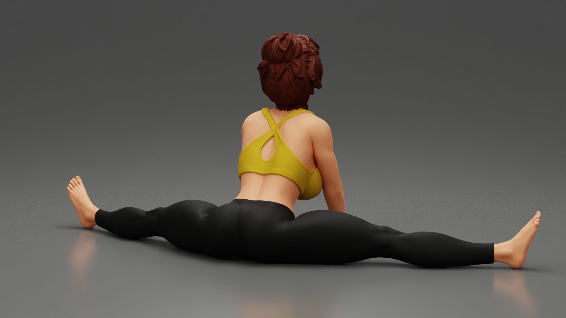 Beautiful Woman Practicing Wide Angle Seated Forward Bend Yoga 3D print model_4