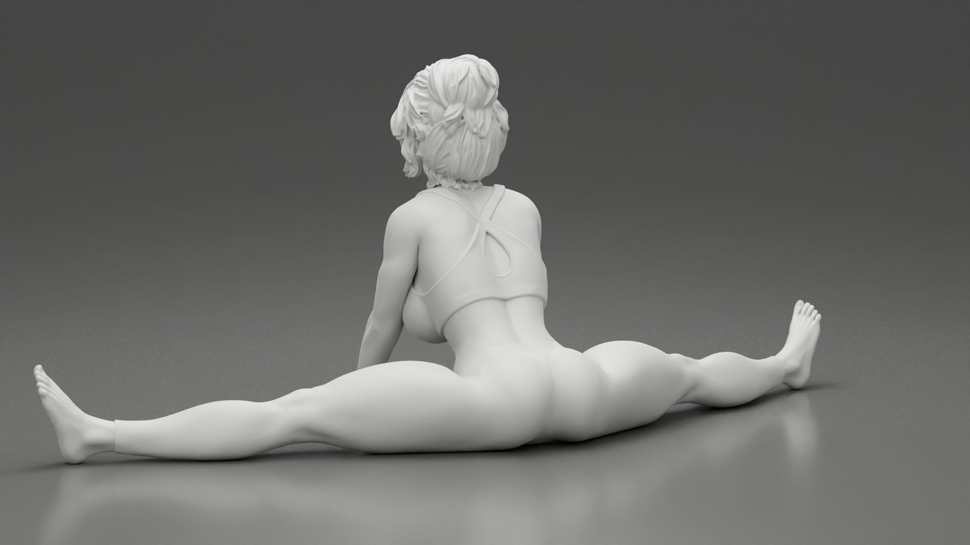 Beautiful Woman Practicing Wide Angle Seated Forward Bend Yoga 3D print model_7
