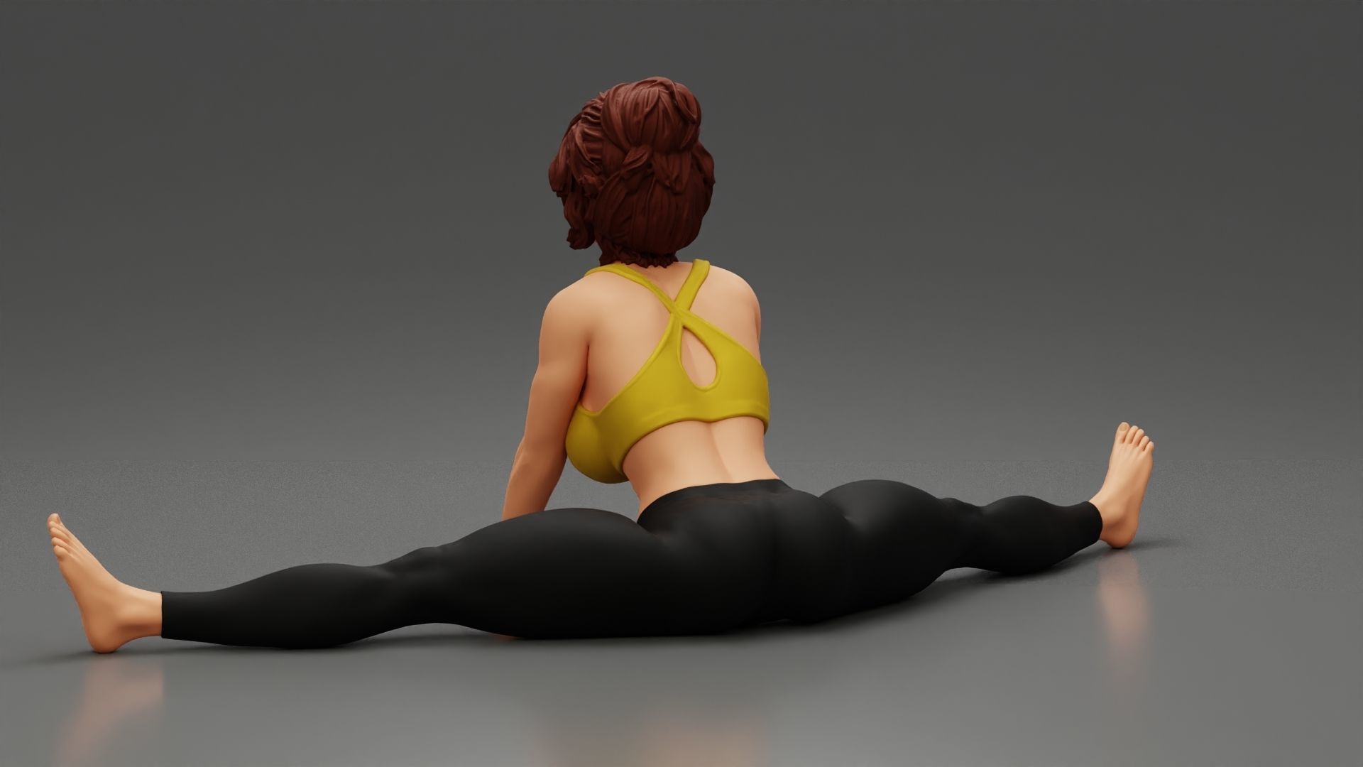 Beautiful Woman Practicing Wide Angle Seated Forward Bend Yoga 3D print model_6