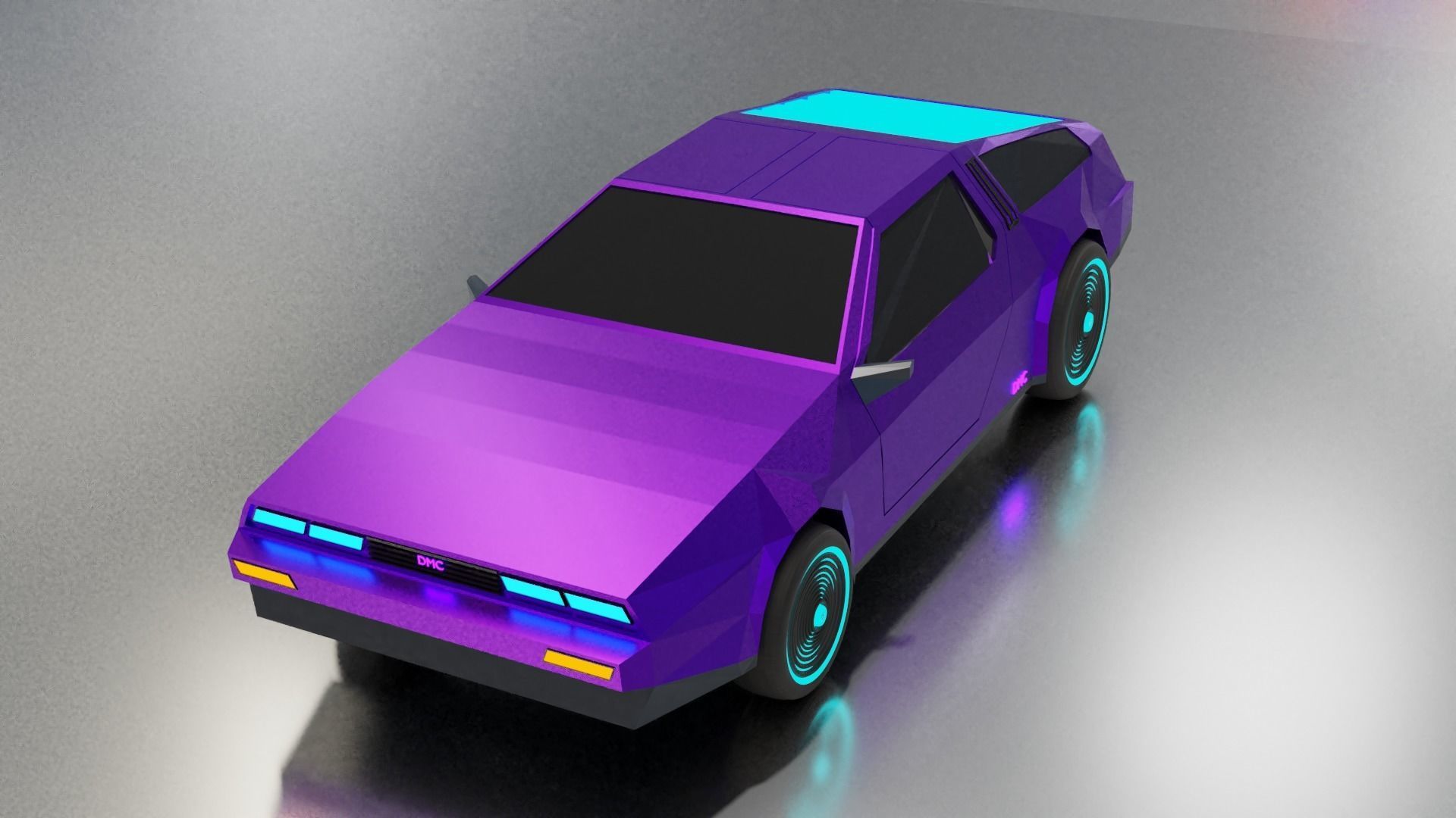 Delorean Low-poly Sci-fi game ready Low-poly 3D model_2