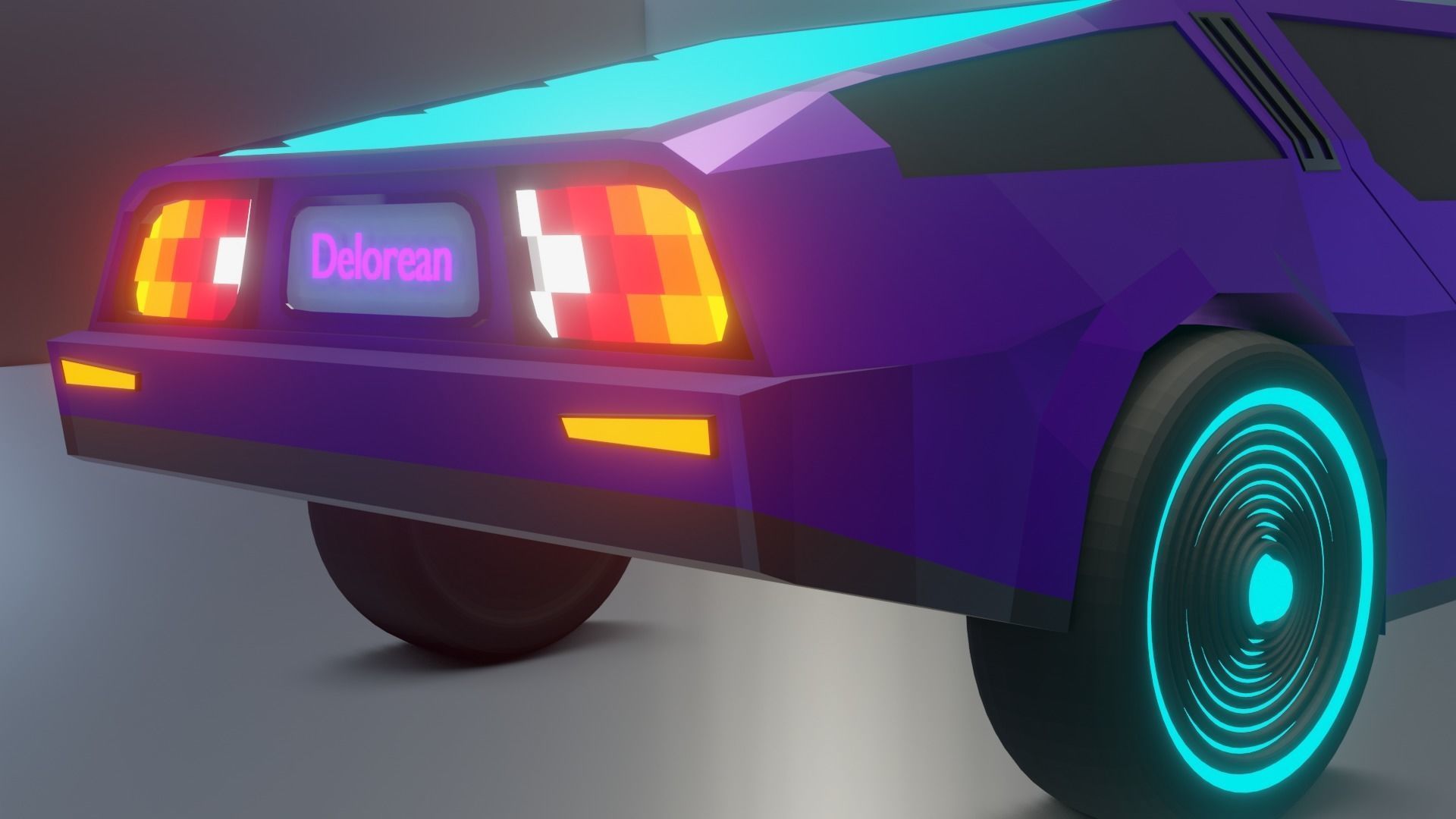Delorean Low-poly Sci-fi game ready Low-poly 3D model_4