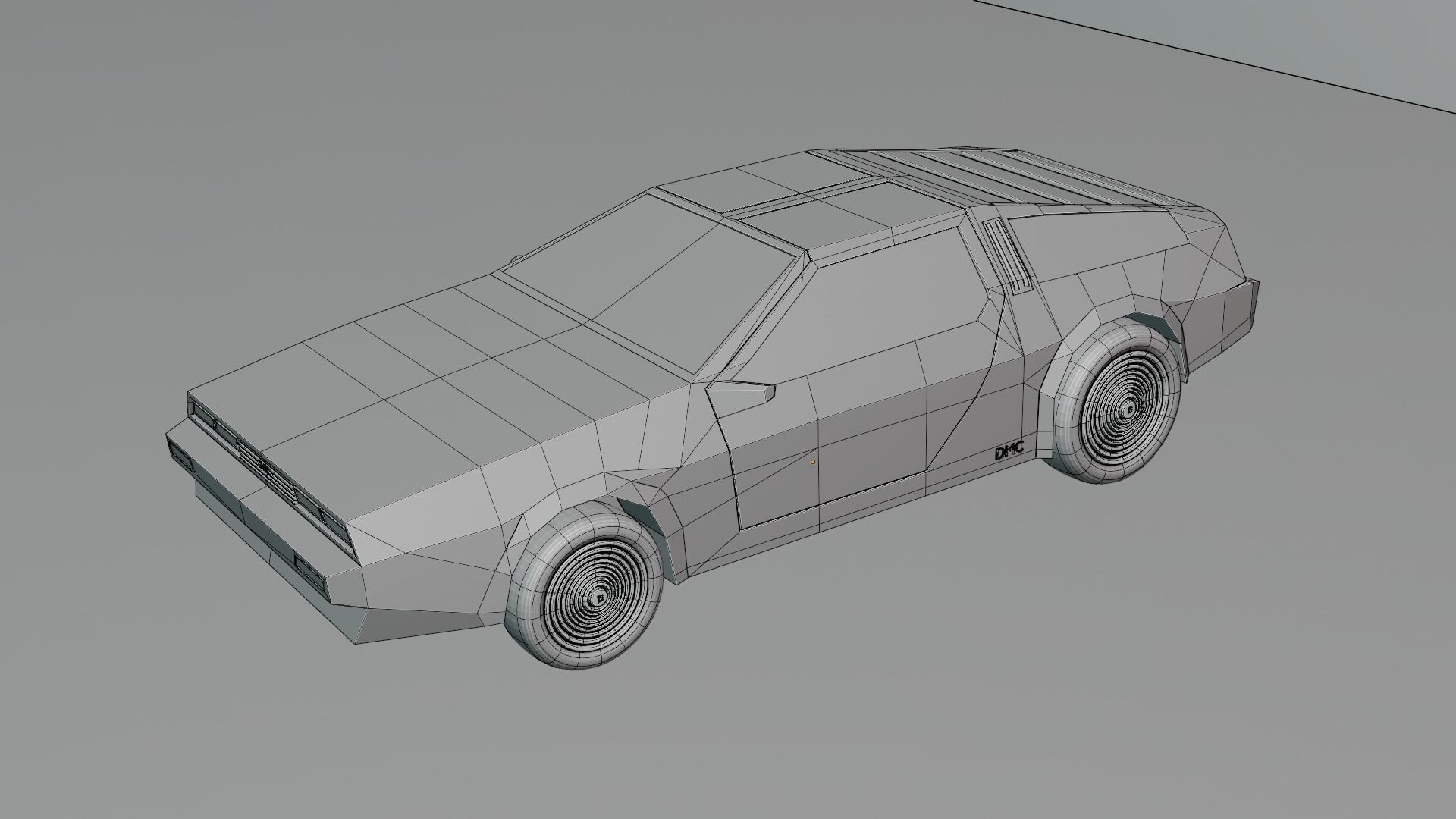 Delorean Low-poly Sci-fi game ready Low-poly 3D model_6