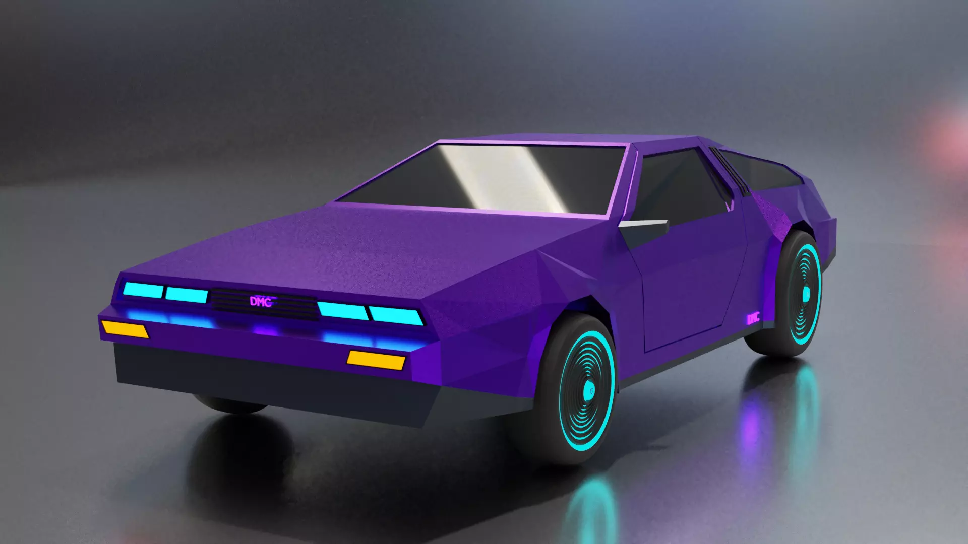 Delorean Low-poly Sci-fi game ready Low-poly 3D model_0