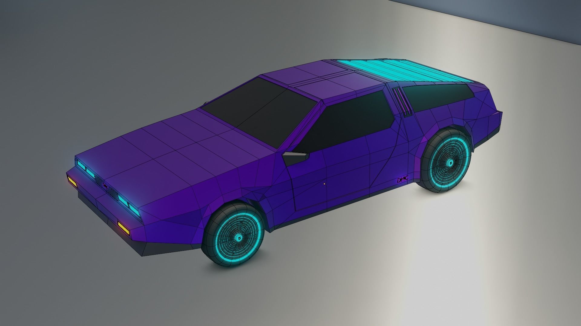 Delorean Low-poly Sci-fi game ready Low-poly 3D model_5