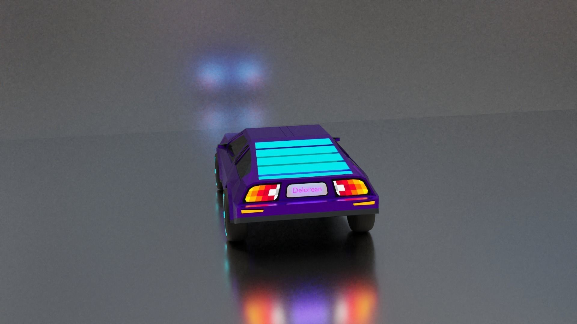 Delorean Low-poly Sci-fi game ready Low-poly 3D model_3