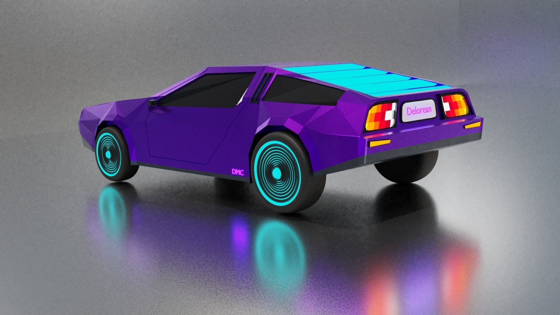 Delorean Low-poly Sci-fi game ready Low-poly 3D model_1