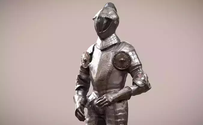 Full body knights silver armor photogrammetry scan